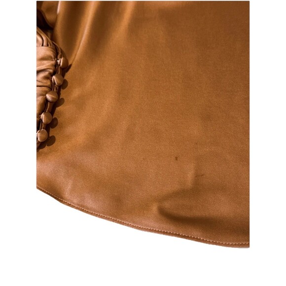 NWT Cinq A Sept Size L Taylee Metallic Brown Silk Satin Long Sleeve Blouse new - Picture 9 of 14